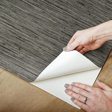 RoomMates Faux Grasscloth Grey Peel-and-Stick Wallpaper Roll
