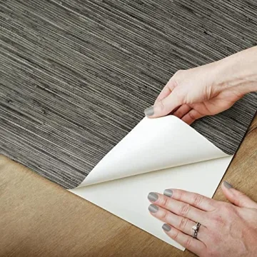 RoomMates Faux Grasscloth Grey Peel-and-Stick Wallpaper Roll