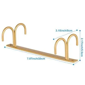 FOMANSH Mug Rack Under Cabinet - Coffee Cup Holder, 12 Mugs Hooks Under Shelf, Display Hanging Cups Drying Hook for Bar Kitchen Utensils Gold