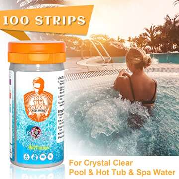 Dr.Tim.Wang Pool and Hot Tub Test Strips - Medical Grade Precision 4 in 1 Pool Water Test Kit - Test...