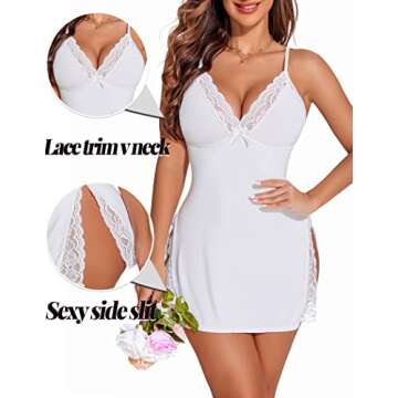 Avidlove Womens Chemise Bridal Nightgown Baby Doll Lingerie Sexy Sleepwear for Women White S