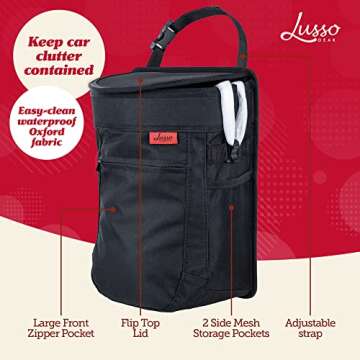 Lusso Gear Spill-Proof Car Trash Can, 2.5 Gallon