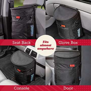 Lusso Gear Spill-Proof Car Trash Can, 2.5 Gallon