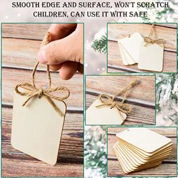 60 Wooden Tags for DIY Crafts & Holiday Decorations
