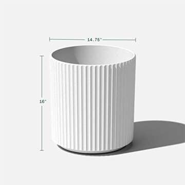Veradek Demi Series Round Planter for Porch, Patio, Backyard | Durable Plastic-Concrete Material | Modern Décor for Tall Plants, Flowers