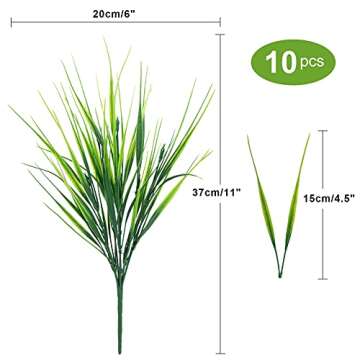 Ouddy Decor Artificial Wheat Grass Fake Plants Outdoor UV Resistant Greenery Stems Plastic Shrubs fo...