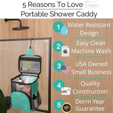 TERRA HOME Shower Caddy For College Dorms- Travel Shower Caddy - Shower Organizer Bag - Large Capaci...