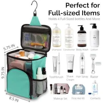 TERRA HOME Shower Caddy For College Dorms- Travel Shower Caddy - Shower Organizer Bag - Large Capacity, Quick Dry and Water Resistant with Metal Hook - Portable Shower Case for Gym and Travel (Aqua)