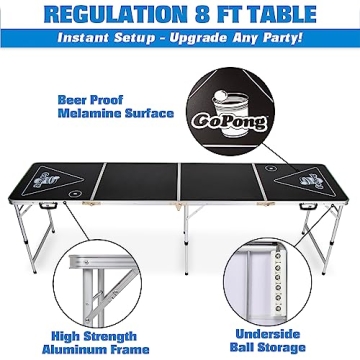 GoPong 8-Foot Portable Beer Pong Table for Parties