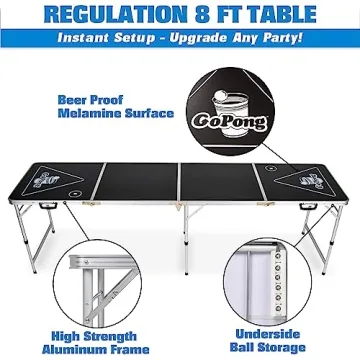 GoPong 8-Foot Portable Beer Pong Table for Parties