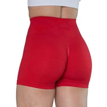 AUROLA CAMO Collection Workout Shorts for Women Subtle Logo Seamless Scrunch Gym Yoga Running Active Short,CAMO-Bright Red,M
