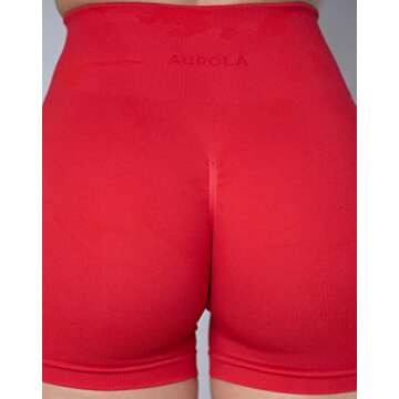 AUROLA CAMO Collection Workout Shorts for Women Subtle Logo Seamless Scrunch Gym Yoga Running Active Short,CAMO-Bright Red,M