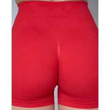 AUROLA CAMO Collection Workout Shorts for Women Subtle Logo Seamless Scrunch Gym Yoga Running Active Short,CAMO-Bright Red,M