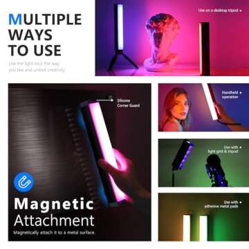 NEEWER RGB LED Video Light Stick, Touch Bar & APP Control, Magnetic Handheld Photography Light, Dimmable 3200K~5600K CRI98+ Full-Color LED Light with 6400mAh Built-in Battery, 17 Light Scenes - RGB1