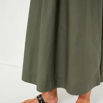 Womens 2024 Summer Army Green Sleeveless Maxi Dress Tiered Pleated Silhouette Skirt A-line Casual Dresses (US, Alpha, Medium, Regular, Regular, Army Green)