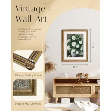 InSimSea Retro Gold Framed Hydrangea Wall Art 16x20