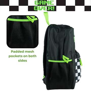 RALME Game Over Gamer Backpack for Boys, 16 inch, Black