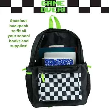 RALME Game Over Gamer Backpack for Boys, 16 inch, Black