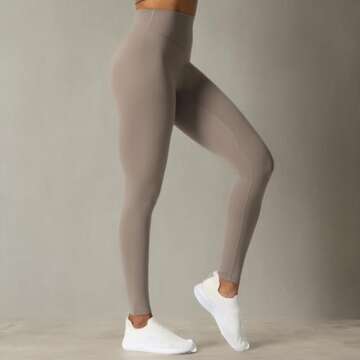 Aoxjox High Waisted Workout Leggings for Women Tummy Control Buttery Soft Yoga Metamorph Deep V Pants 27" (Driftwood, Small)