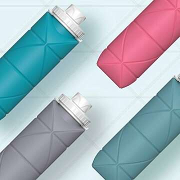 SPECIAL MADE Collapsible Water Bottles Cups Leakproof Valve Reusable BPA Free Silicone Foldable Trav...