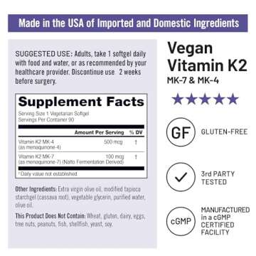 NatureWise Vegan Vitamin K2 Supplement for Bone Health