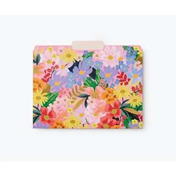 RIFLE PAPER CO. Marguerite Assorted File Folders, Stay Organized with Our Stylish and Sturdy File Folders, Set of 6 Folders Includes 2 of Each Design and 12 Handy Adhesive Labels