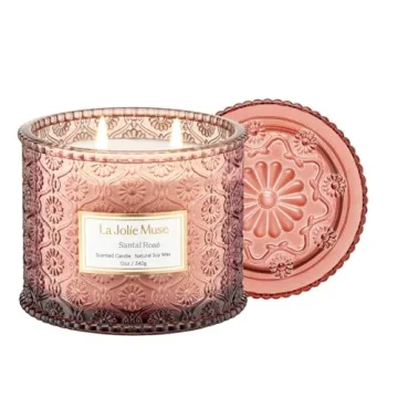 LA JOLIE MUSE Rose Candle, Valentine Candles for Women, Scented Candles for Home, Large 2-Wick Soy C...