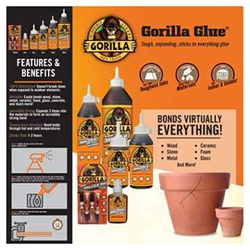 Gorilla Original Gorilla Glue, Waterproof Polyurethane Glue, 4 Ounce Bottle, Brown, (Pack of 1)