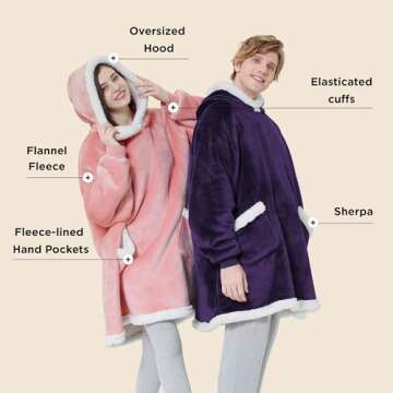Bedsure Blanket Hoodie - Ultra Soft Wearable Blanket for All Ages and Occasions