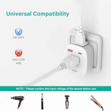 2 Pack European Travel Plug Adapter for Worldwide Use