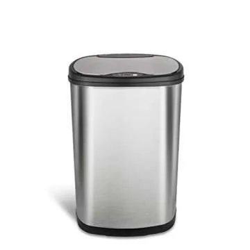 NINESTARS Stainless Steel DZT-50-25 Motion Sensor Trash Can, Large, 50liters, Silver