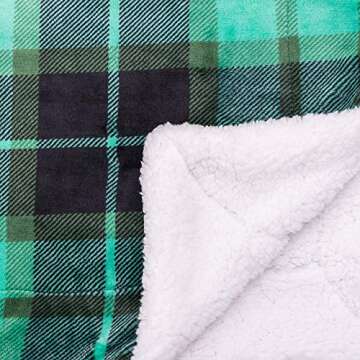 SOCHOW Sherpa Plaid Fleece Throw Blanket, Double-Sided Super Soft Luxurious Bedding Blanket 50 x 60 inches, Green
