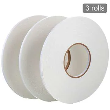 3 Rolls Double Sided Foam Tape PE Roll Double Faced Sponge Adhesive Mounting Tape(1/4 Inch by 50 Feet,White)