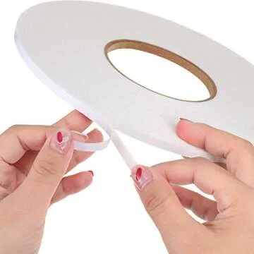 3 Rolls Double Sided Foam Tape PE Roll Double Faced Sponge Adhesive Mounting Tape(1/4 Inch by 50 Feet,White)