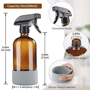 Durable HOMBYS Amber Spray Bottles - 16 oz Refillable Help