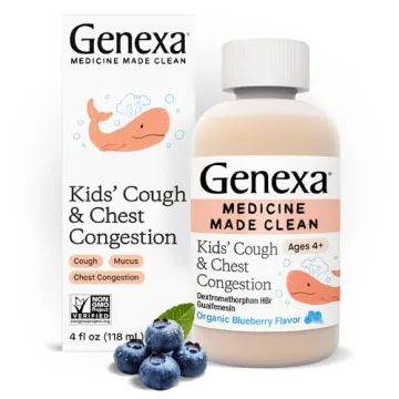 Genexa Kids’ Clean Cough & Chest Congestion Medicine, Dye Free, Organic Blueberry Flavor, Multi-Sy...