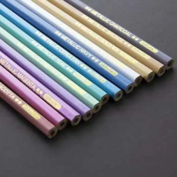 BAZIC Metallic Colored Pencils 12 Shimmering Pre-Sharpened Set