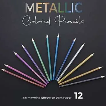 BAZIC Metallic Colored Pencils 12 Shimmering Pre-Sharpened Set