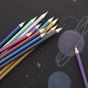 BAZIC Metallic Colored Pencils 12 Shimmering Pre-Sharpened Set