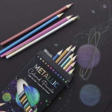 BAZIC Metallic Colored Pencils 12 Shimmering Pre-Sharpened Set