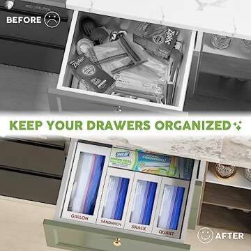 DALSHABET Bamboo Storage Bag Organizer for Kitchen Drawer, 4 Separate Food Storage Bag Organizer, 12...