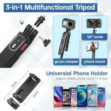 Ulanzi MA09 Selfie Stick Tripod, 71/'' Extendable Phone Tripod with Romote, Portable Cellphone Stand...