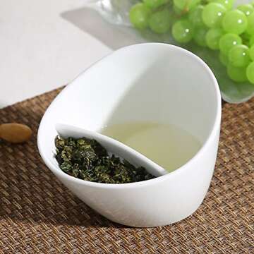 FUYTERY Tilted Smart Tea Infuser Cup Semi-Automatic Ceramic Lazy Cup Filter Tea Cup Set