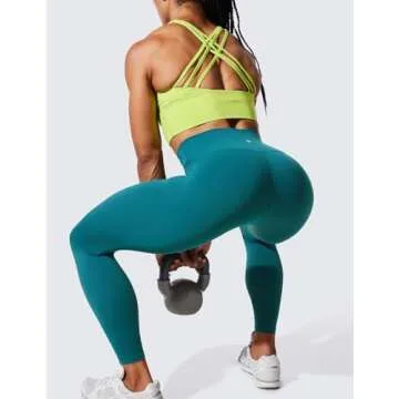 CRZ YOGA Women's Hugged Feeling Compression Leggings 25 Inches - Thick High Waisted Tummy Control Workout Pants Tights Green Jade X-Small