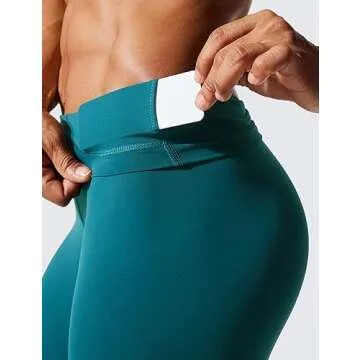 CRZ YOGA Women's Hugged Feeling Compression Leggings 25 Inches - Thick High Waisted Tummy Control Workout Pants Tights Green Jade X-Small