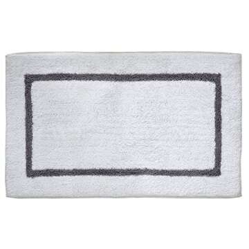 Amrapur Overseas 2-Pack Reversible Contrast Stripe Bath Mat Set (17-inch by 24-inch & 21-inch by 34-inch), Black