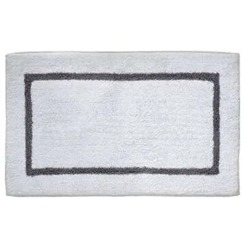 Amrapur Overseas 2-Pack Reversible Contrast Stripe Bath Mat Set (17-inch by 24-inch & 21-inch by 34-inch), Black