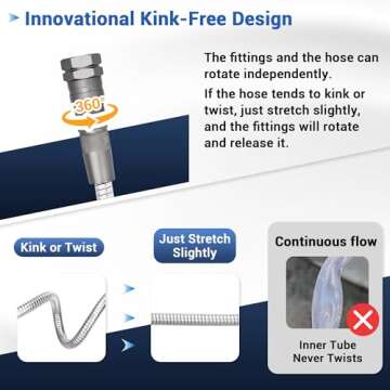 Bluebala 100FT Metal Garden Hose - No Kink, Durable Design