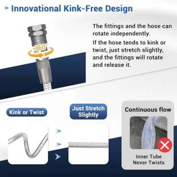 Bluebala 100FT Metal Garden Hose - No Kink, Durable Design