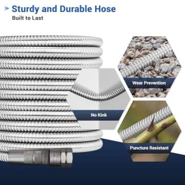 Bluebala 100FT Metal Garden Hose - No Kink, Durable Design